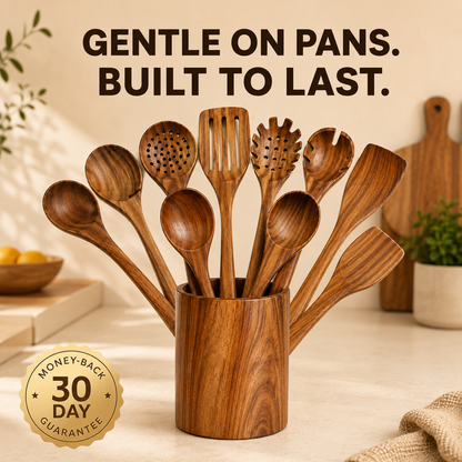 The Everwood | 10-Piece Premium Teak Wood Utensil Set