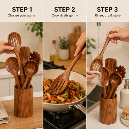 The Everwood | 10-Piece Premium Teak Wood Utensil Set