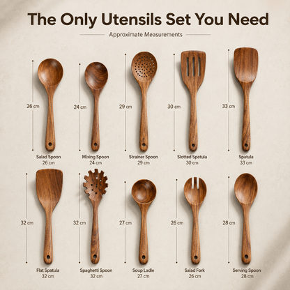 The Everwood | 10-Piece Premium Teak Wood Utensil Set