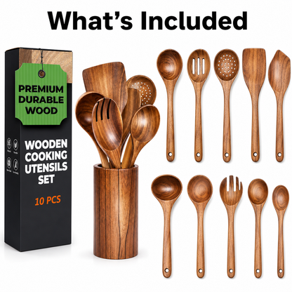 The Everwood | 10-Piece Premium Teak Wood Utensil Set