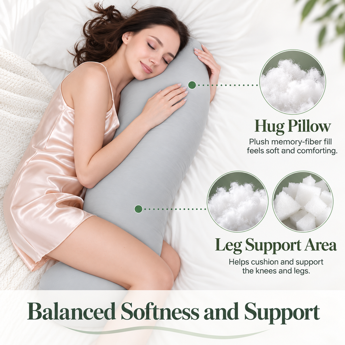 Hip-Align Side Sleeper Support Pillow
