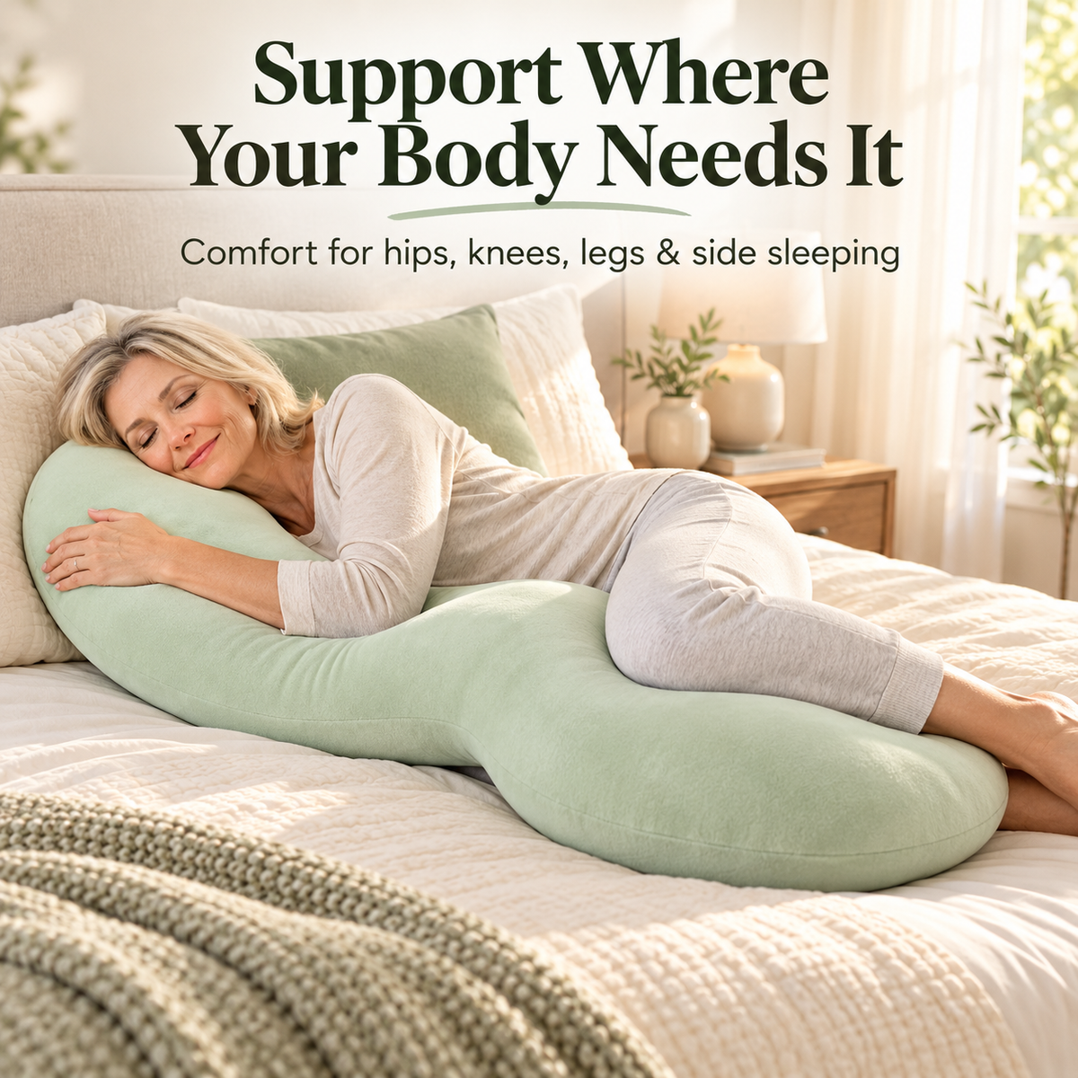 Hip-Align Side Sleeper Support Pillow